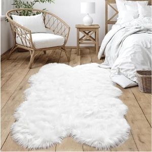 White Faux Sheepskin Rug 4x6